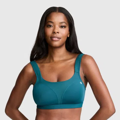 Champion Spot Comfort High-impact Sports Bra, C Logo In Deep Teal