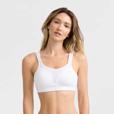 Champion Spot Comfort High-impact Sports Bra, C Logo In White