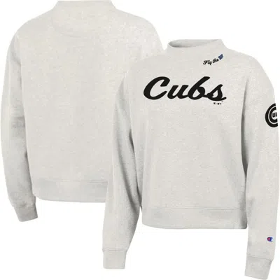 Champion Stone Chicago Cubs Triumph Tri-blend Sweatshirt In Gray