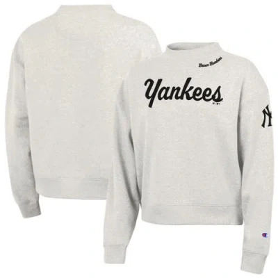 Champion Stone New York Yankees Triumph Tri-blend Sweatshirt In Gray