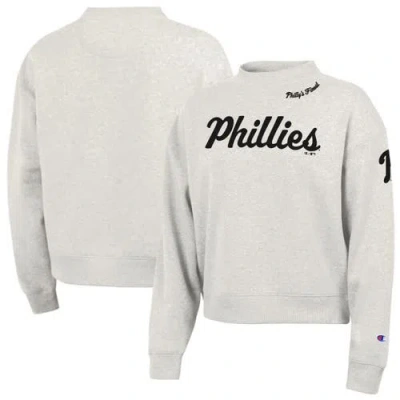 Champion Stone Philadelphia Phillies Triumph Tri-blend Sweatshirt In Gray