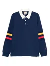 Champion Stripe-detail Long-sleeve Polo Shirt In Blue