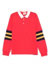 Champion Stripe-detail Long-sleeve Polo Shirt In Red