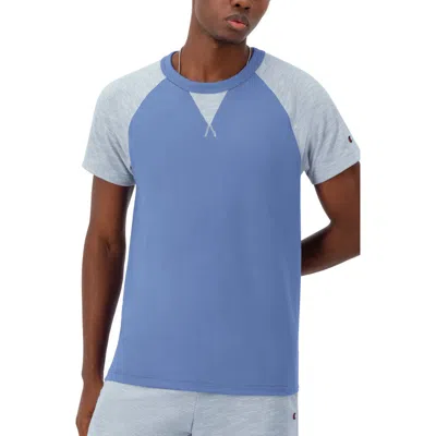 Champion Stripe Raglan Sleeve T-shirt In Plaster Blue/nat/plstr Blue