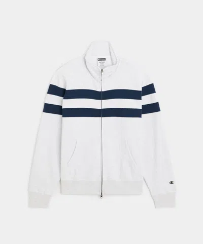 Champion Striped Full-zip Sweatshirt In Silver Mix