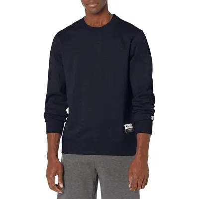 Champion Sueded Fleece Pullover Crew Neck Sweatshirt In Navy In Blue