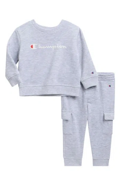 Champion Babies'  Sweatshirt & Cargo Joggers Set In Gray Heather