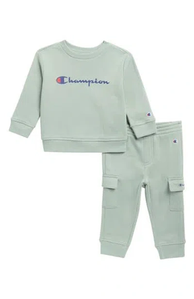 Champion Babies'  Sweatshirt & Cargo Joggers Set In Green