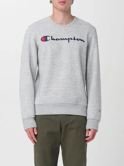 Champion Powerblend Crewneck Sweatshirt, Script Logo - Big & Tall In Gray