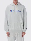 Champion Reverse Weave Logo Hoodie In Gray