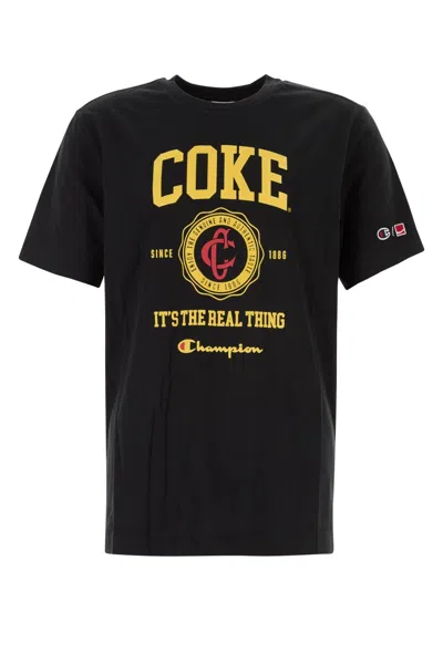 Champion Graphic Print Crew Neck T-shirt In Black
