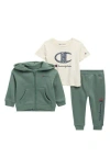 Champion Babies'  T-shirt, Hoodie & Joggers Set In Green