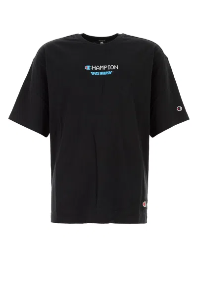 Champion Graphic Print Crew Neck T-shirt In Black