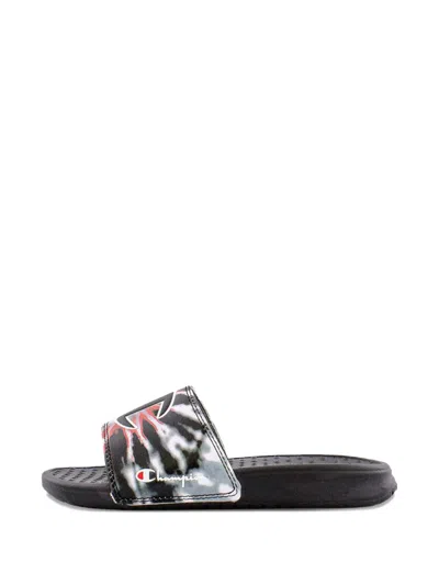 Champion Kids' Tie-dye-effect Slides In Black