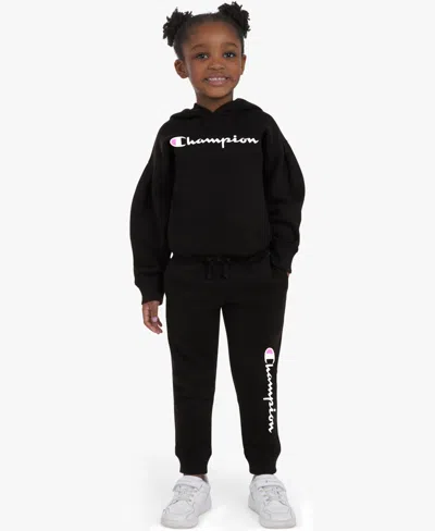 Champion Kids' Toddler & Little Girls 4t-6x 2-piece Pull-on Hoodie And Matching Joggers Set In Black