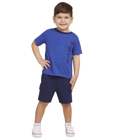 Champion Babies' Toddler Boys Short-sleeve T-shirt & Cargo Shorts, 2 Piece Set In Surf The Web