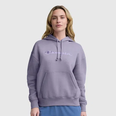 Champion Tonal Script Freshman Powerblend Hoodie In Purple