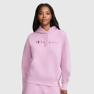 Champion Tonal Script Freshman Powerblend Hoodie In Smoky Grape