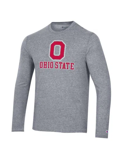 Champion Tri-blend Long Sleeve Tee Ohio State In Gunsmoke Heather In Gray