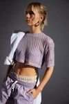 Champion Uo Exclusive Mesh Cropped Tee Top In Lavender At Urban Outfitters