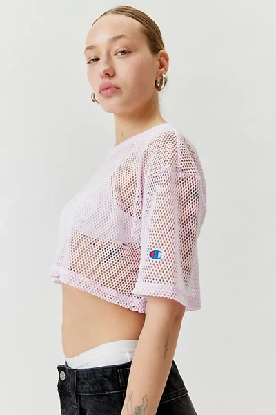 Champion Uo Exclusive Mesh Cropped Tee Top In Pink At Urban Outfitters
