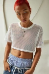 Champion Uo Exclusive Mesh Cropped Tee Top In White At Urban Outfitters