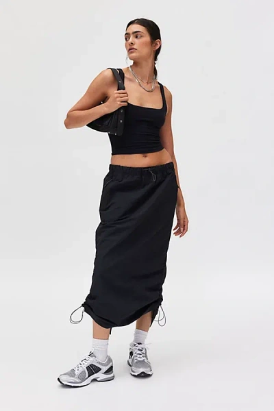 Champion Uo Exclusive Taslan Midi Skirt In Black At Urban Outfitters