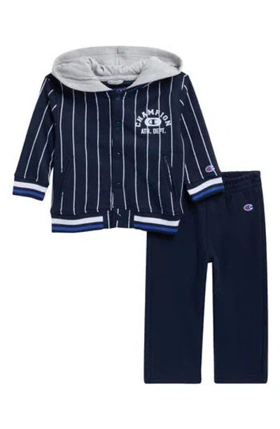 Champion Babies'  Varsity Hooded Jacket & Pants Set In Blue