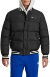 Champion Men's Quilted Full-zip Varsity Puffer Jacket In Black