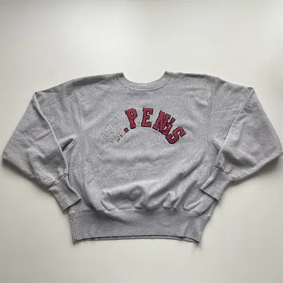Pre-owned Champion Vintage 2000s  Reverse Weave Penis Crewneck Large In Gray