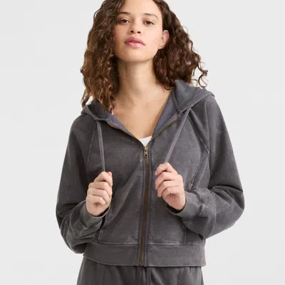 Champion Vintage Wash Zip-up Hoodie,  C Logo In Gray