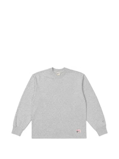 Champion V-neck Logo-patch Sweatshirt In Grey