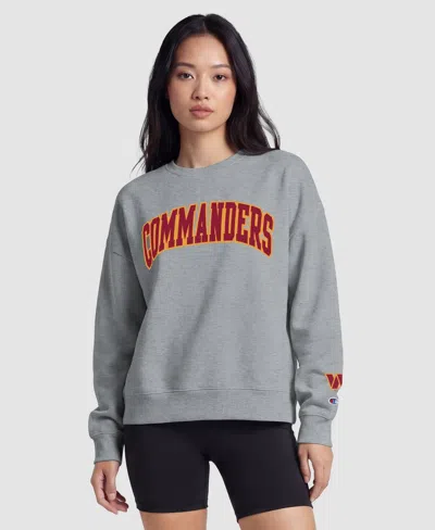 Champion Washington Commanders Women's Contrast Lined Sweatshirt In Heather Gray,navy