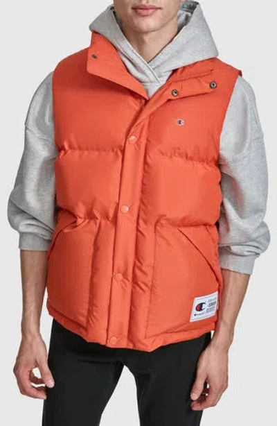 Champion Water Resistant Puffer Vest In Orange