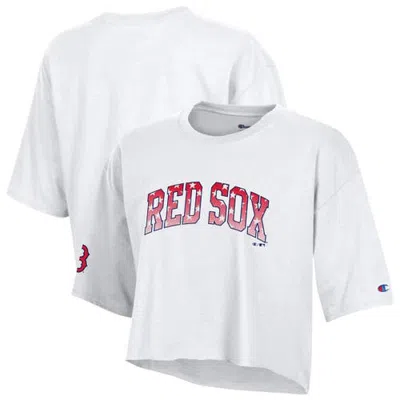 Champion White Boston Red Sox Boyfriend Cropped Americana T-shirt