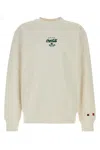 Champion White Crewneck Logo Sweatshirt In Neutral