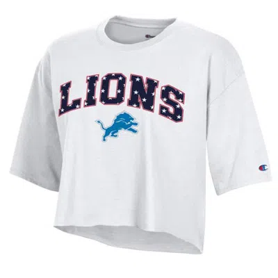 Champion White Detroit Lions Star Spangled Cropped T-shirt
