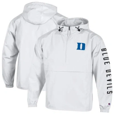 Champion White Duke Blue Devils Cloud Packable Half-zip Hooded Jacket