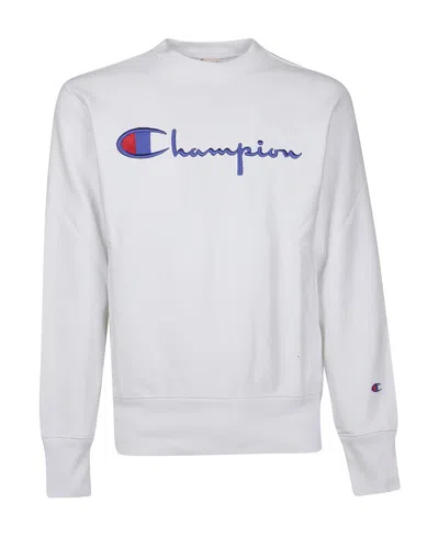 Champion White Logo Printed Sweater