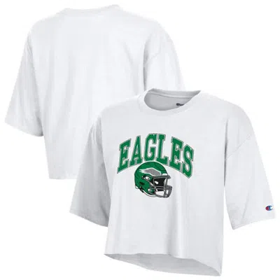 Champion White Philadelphia Eagles Boyfriend Cropped T-shirt