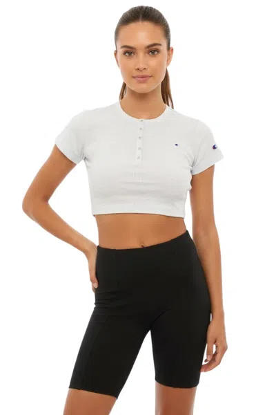 Champion Ribbed-knit Cropped T-shirt In White