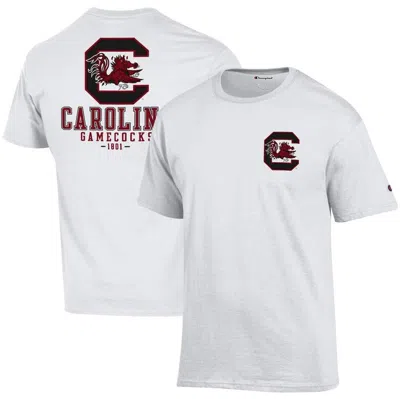 Champion White South Carolina Gamecocks Team Stack 2-hit T-shirt