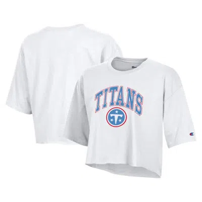 Champion White Tennessee Titans Boyfriend Cropped T-shirt In Multi
