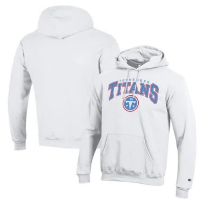 Champion White Tennessee Titans Powerblend Arch Over Logo Hoodie