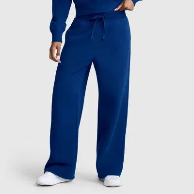 Champion Wide Leg Fleece Sweatpants, C Logo In Blue Depths