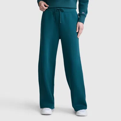 Champion Wide Leg Fleece Sweatpants, C Logo In Deep Teal