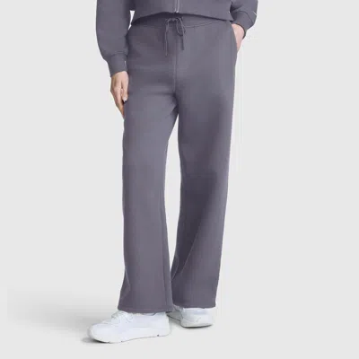Champion Wide Leg Fleece Sweatpants, C Logo In Forged Steel Grey
