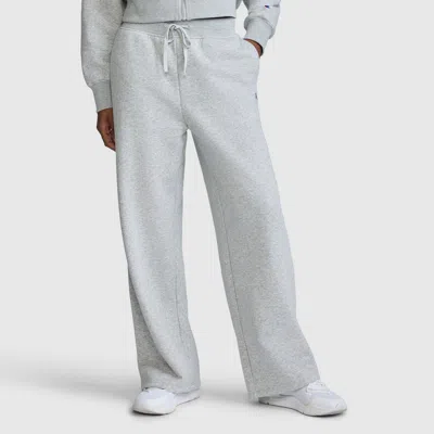 Champion Wide Leg Fleece Sweatpants, C Logo In Oxford Grey Heather
