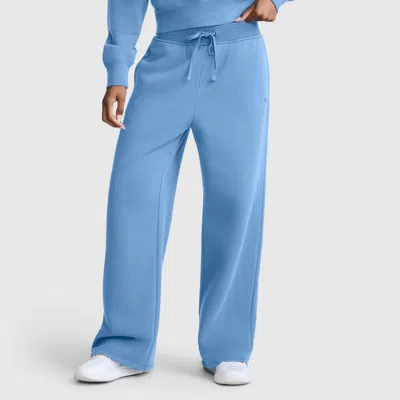 Champion Wide Leg Fleece Sweatpants, C Logo In Blue