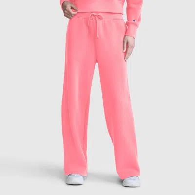 Champion Wide Leg Fleece Sweatpants, C Logo In Strawberry Pink